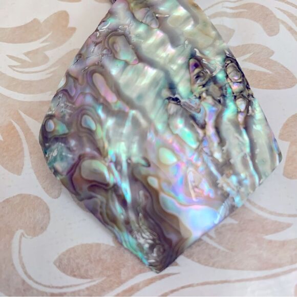 Abalone Shell Pendant Necklace Shells - Seed Beads - Black Stone Also Bracelet - Picture 3 of 10